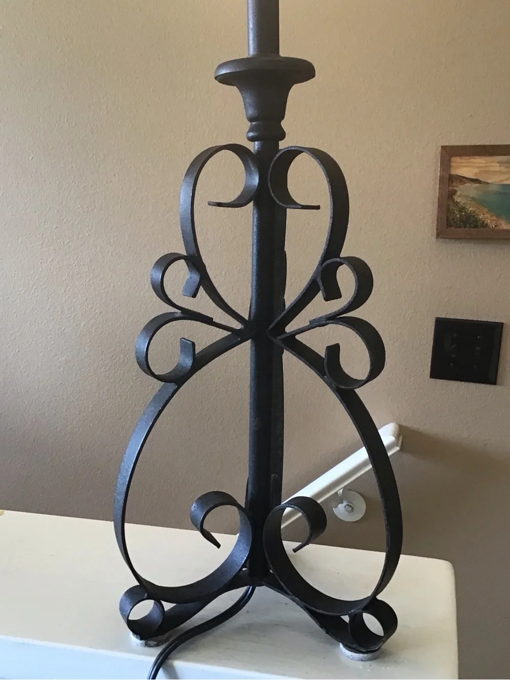 Vintage Wrought Iron Gothic Spanish Revival Table Lamp